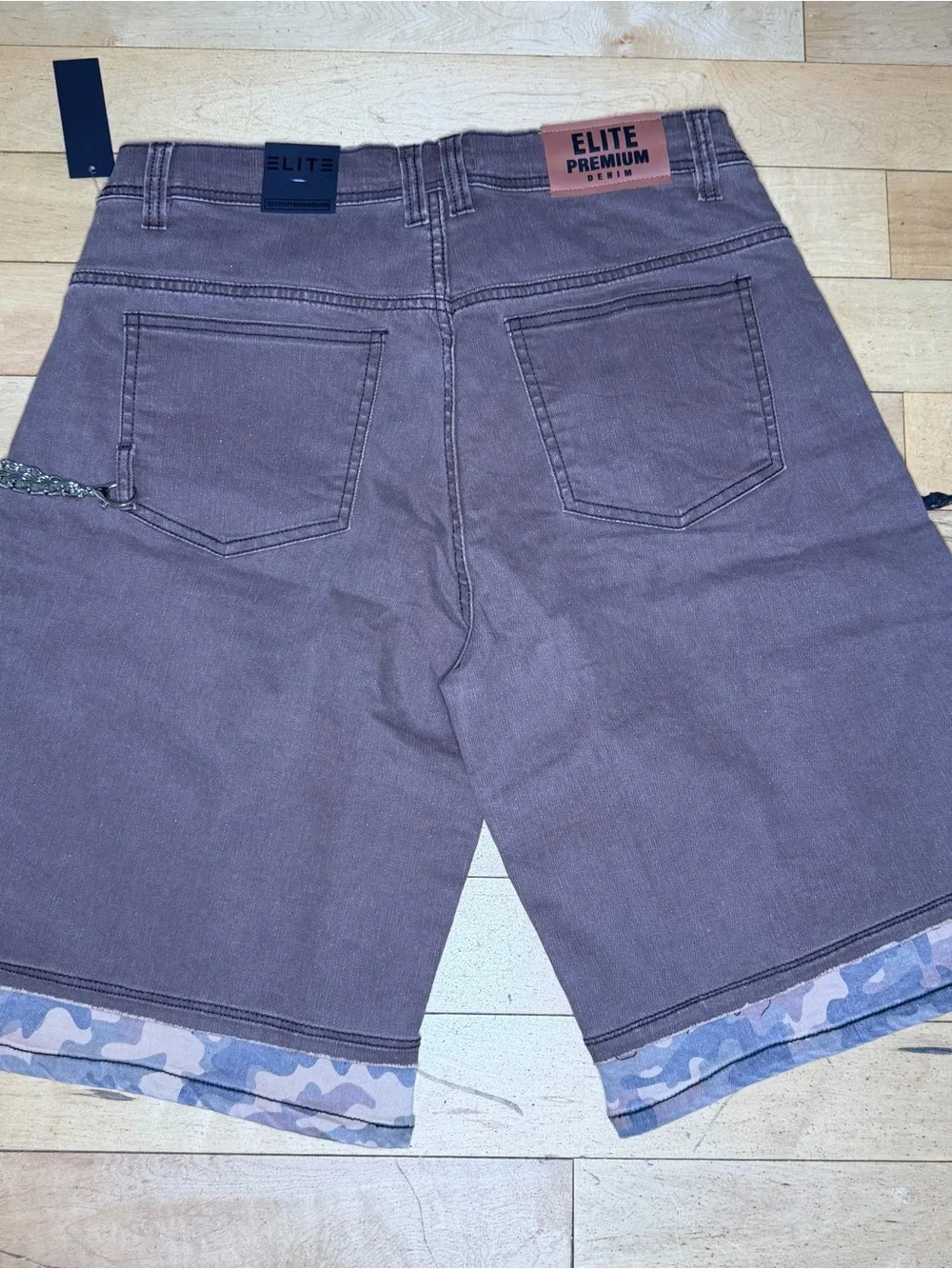 Elite Mens Jorts Mocha Brown Two Tone Premium Embellished Chain Men’s 34
